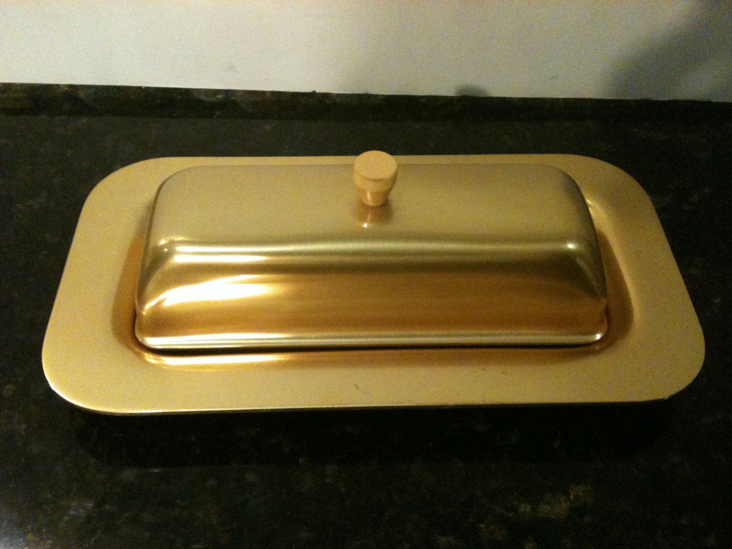 Vintage Gold Metal Butter Dish by PoisonAppleVintage on Etsy