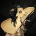 CRÈME DE LA CRÈME - Extra Wide Brim Kentucky Derby Sun Hat In Camel With Black Feather Plumes