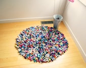 T Shirt Rug / Cotton / Multicolor / 36" Round / Modern / Fashion / Fun / Soft / Area Rug / For Her / Cotton / by ohzie