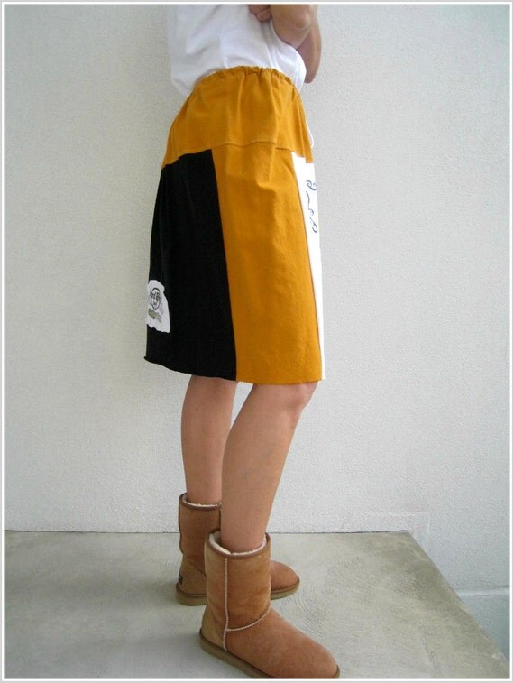Hard Rock Cafe T Shirt Skirt / New Orleans / Pumpkin Orange Black / Women / Girls / OOAK / Mini Knee Length / Cotton / Soft / ohzie