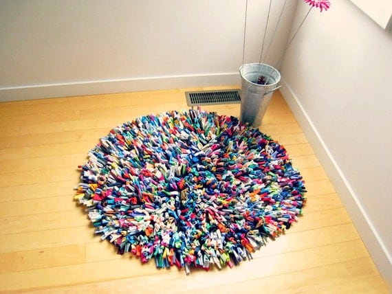 T Shirt Rug / Cotton / Multicolor / 36 Round / Modern / by ohzie