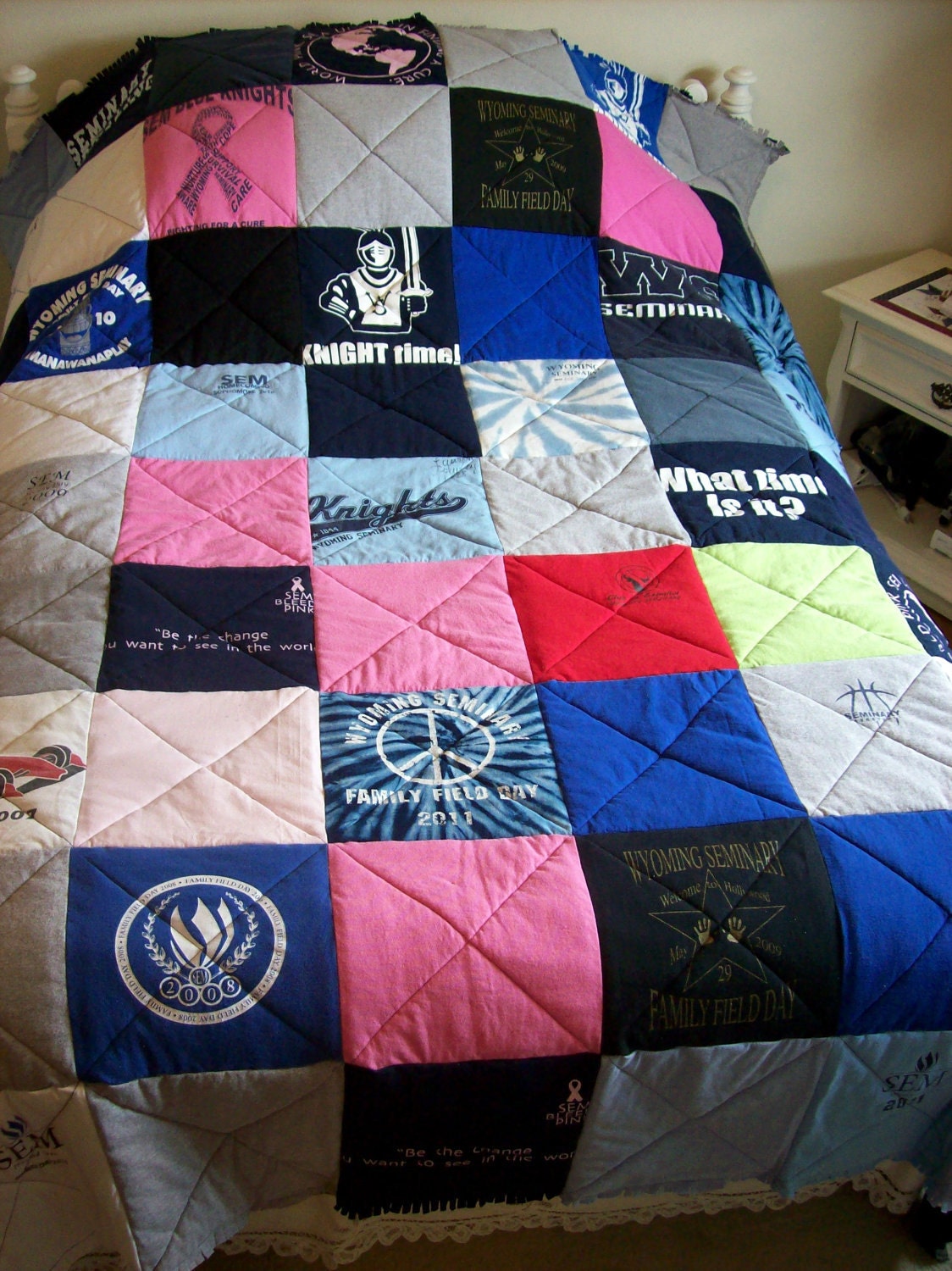 Custom T Shirt Quilt Made From Your Own Tees / Made to Order / Raggedy Coverlet / Recycled / Upcycled / Graduation / Holiday Gift / ohzie