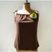 Chocolate Brown T Shirt Tank Top / Apple Green Tee Flower / Size L / Eco Friendly / Spring / Summer / Fashion / GIft for Her Mom