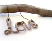 Rustic Love Necklace Wrapped Crochet Tube Pendant - vanessahandmade