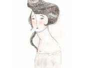 Cat Hat Art Print 8x10