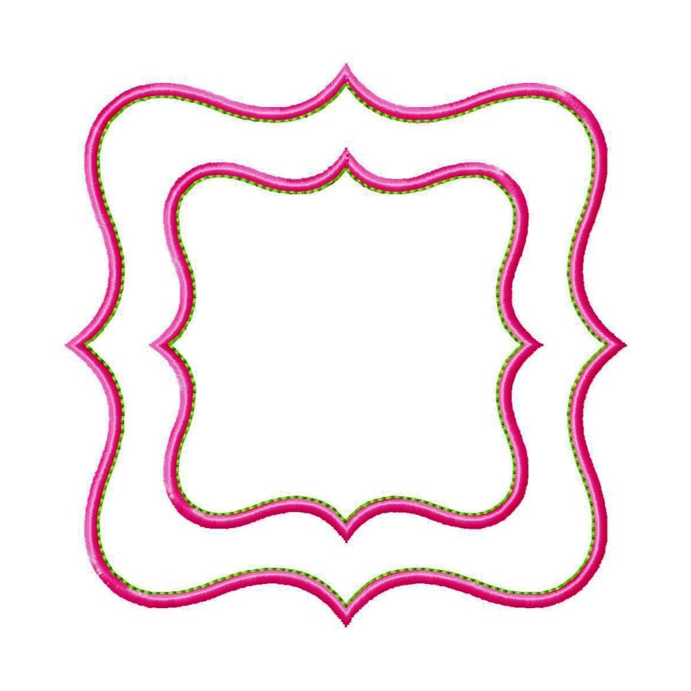 Square Fancy Frame Appliques Machine Embroidery Designs Applique Pattern in 4 sizes 3", 4", 5" and 6"