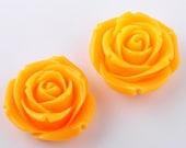 B152-TA // Tangerine Chunky Rose Cabochons, 2 Pc - JEWELRISMinc