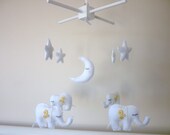 White Baby Elephants - Felt Baby Mobile