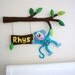 Cheeky Little Monkey - Personalized Bedroom Door Sign or Wall Art