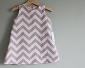 new  Pink Grey Chevron dress custom 6m, 12m, 2t 3t 4t 5t 6t fully lined zip back