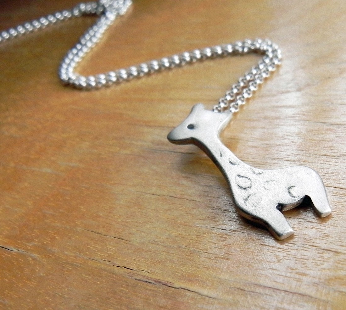 Cute giraffe necklace in sterling silver
