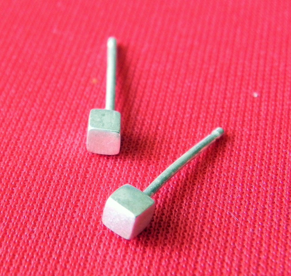Tiny cubes earring studs