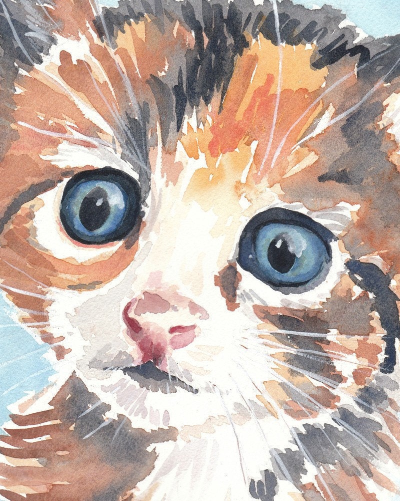 Cat Watercolor PRINT - Kitten Illustration, Kitten Watercolor, 8x10 Print, 2/25