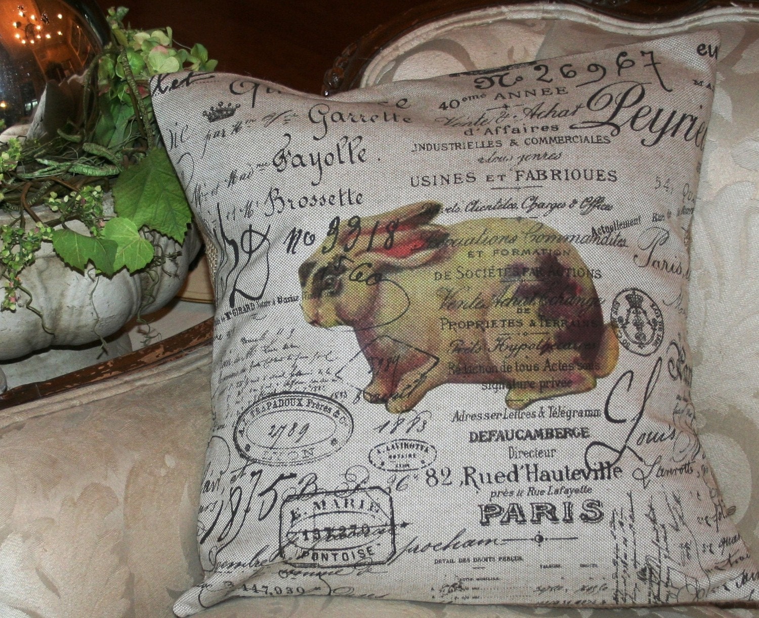Pillow Cover French Script And Burlap Pillow by