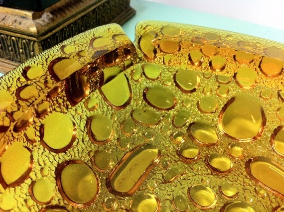 Vintage Blenko Amber Glass Bubble Ashtray by on Etsy