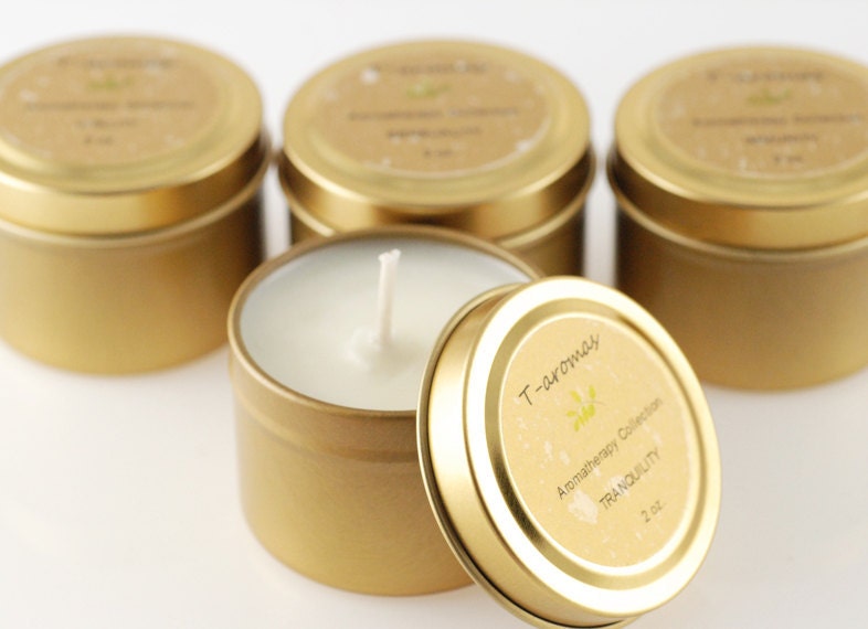 Aromatherapy Soy Candle- 2 oz travel gold tin - Vitality -