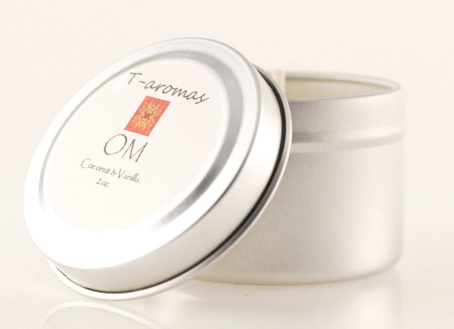 Coconut and Vanilla - OM- 2 oz travel tin with lid- handmade soy candle