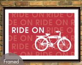 RIDE ON, Vintage Bicycle-13x19 Poster (Featured in Cardinal Red) Buy 3 and get 1 FREE (thewordshop)