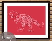 Tyrannosaurus Rex, Dinosaur Butcher Diagram -8x10 Print (Featured in Cardinal Red) (Buy 3 and get One Free)