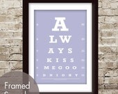 Always Kiss Me Goodnight - 5x7 Eye Chart Print (Featured in Violets Whisper) Romantic Quote (Buy 3 and get 1 Free)