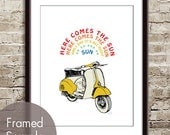 Here Comes the Sun - 8x10 Print (Featured in Yellow -C) (Hippie Sun Scooter) Buy 3 and get 1 Free