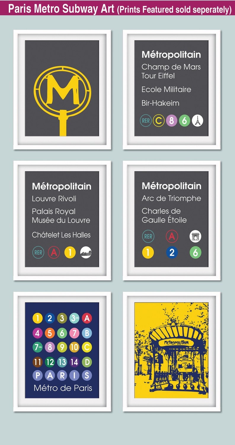 Metro Paris ABC-Paris inspired Metro Sign Art-11x14 Print. Buy 3 and get One Free