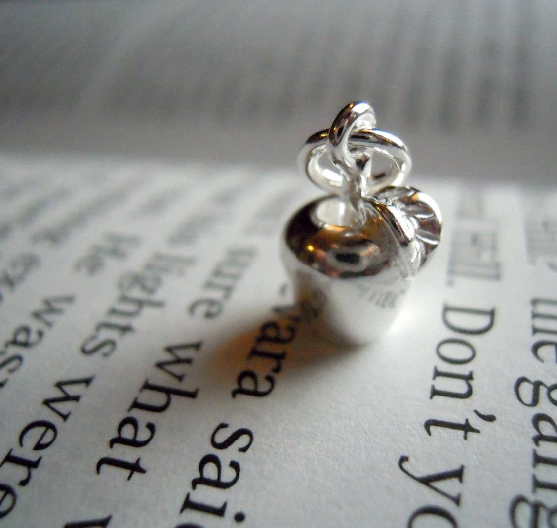 Solid Sterling Silver Apple Pendant with Sterling Jump ring.