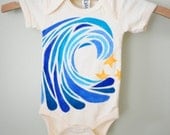 organic, hand painted, ocean wave for baby and child
