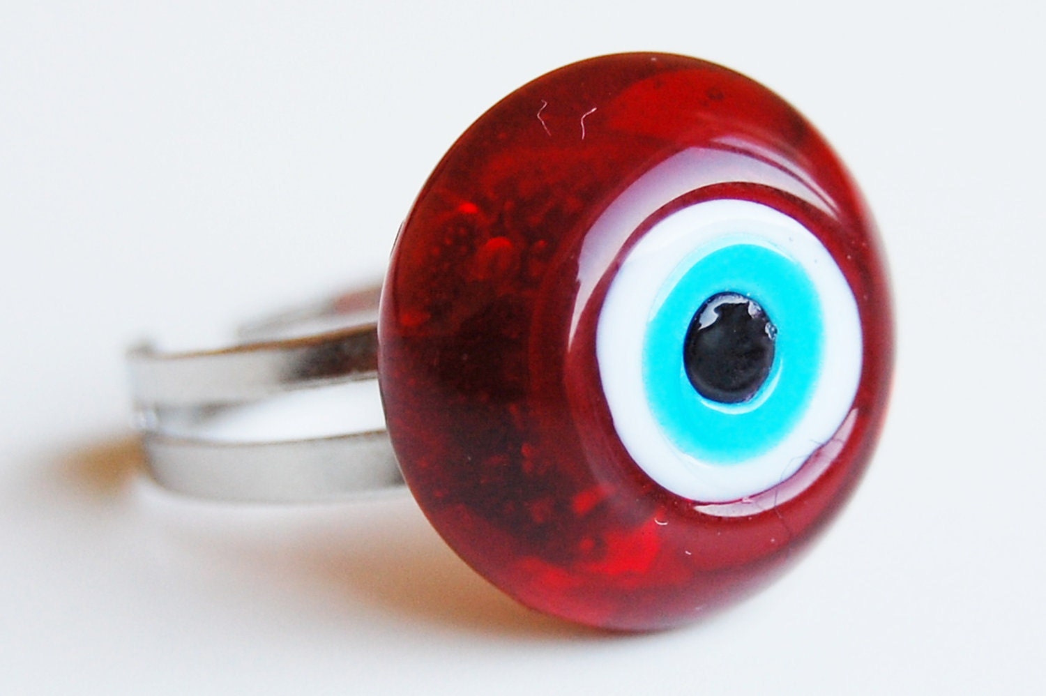 Evil Eye Lampwork Handmade Adjustable Size Ring