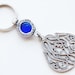 Mevlana Tulip Calligraphy Key Chain Handmade Evil Eye Silver Plated