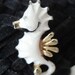 Vintage White Enamel Seahorse Pin Back - Tie Pin - 1950