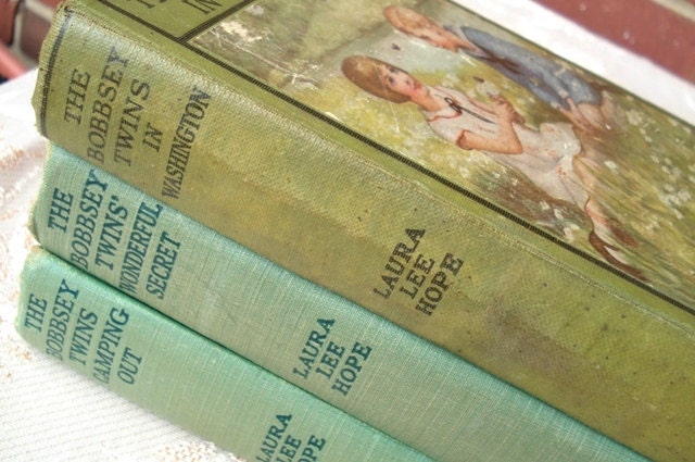 The Bobbsey Twins in Washington 1919, Camping Out 1923 & Wonderful Secret 1931 by Laura Lee Hope - Original Hardcover Print - Lithographs