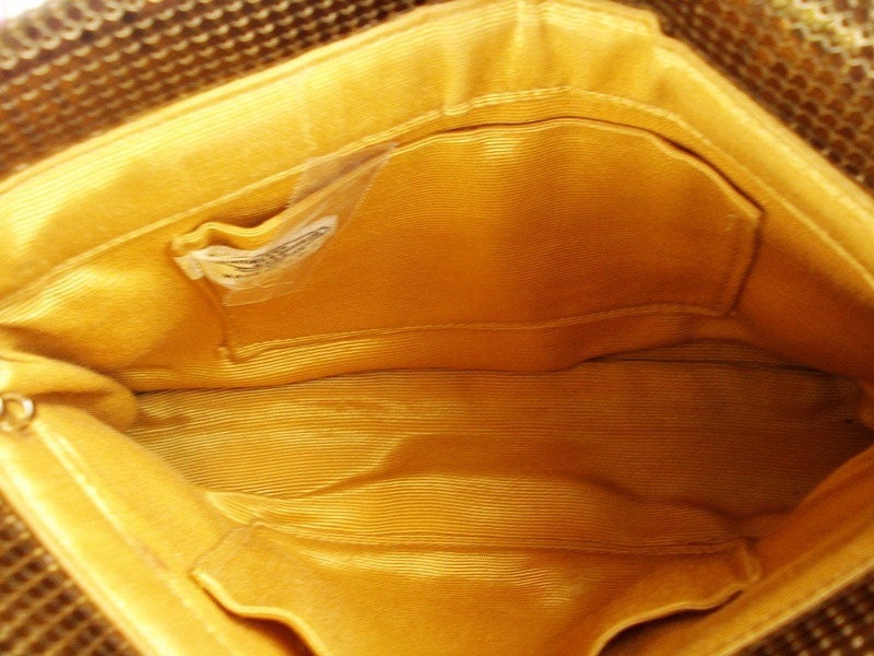 Vintage WHITING DAVIS Copper Mesh Bag - Evening Handbag -- Purse - Gold Chain Strap - 1950 - Rare Color