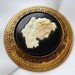 Vintage Brass & Carved Ivory Celluloid Soldier Cameo Brooch - Greek Key - 1940 - Not a Reproduction