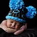 Baby Boy Beanie in Chocolate Brown and Electric Blue 3 to 6 months