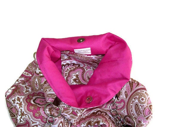Pink Brown Paisley Fabric Handbag Purse Unique
