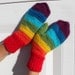 Hand Knit MITTENS Rainbow Peruvian Wool Super SOFT Warm