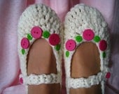 Crochet pattern - crochet slipper, crochet shoe, adult slipper,  Mary Jane shoe, PDF format