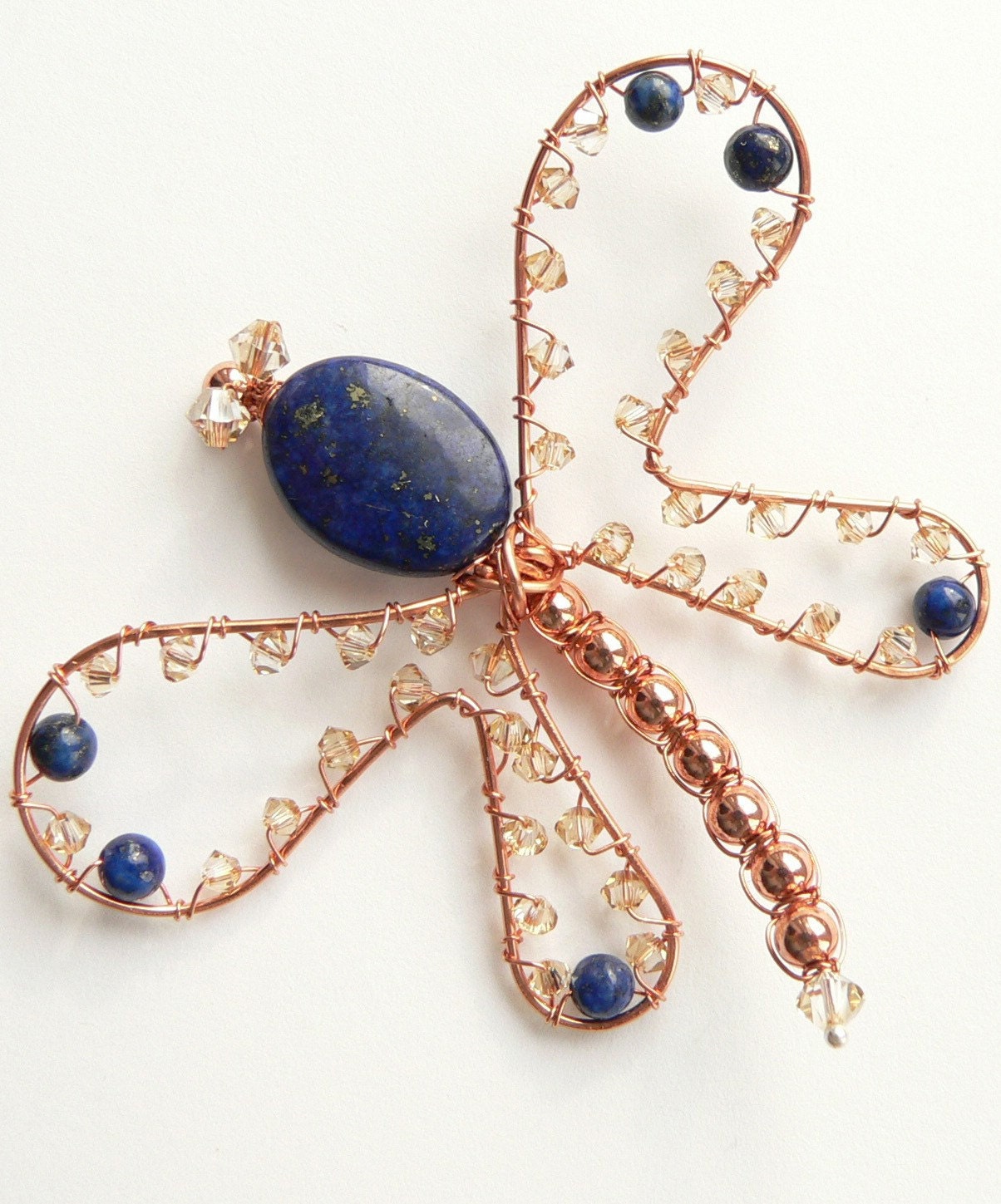Lapis Butterfly  Hair Pin, Clip, Brooch or Bouquet Decoration - ButterflyJewelry -Tagt