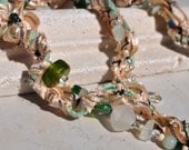 Glass Bead Necklace, Silk Crochet, Taupe - Black Glass Beads , Custom, Bridesmaid Gift, Girlfriend Gift