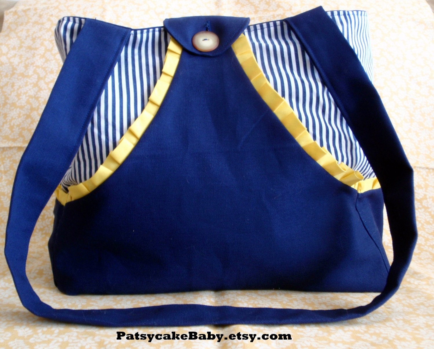 Nauticali Blue and Yellow Mommy Beach Diaper Baby Anywhere Bag