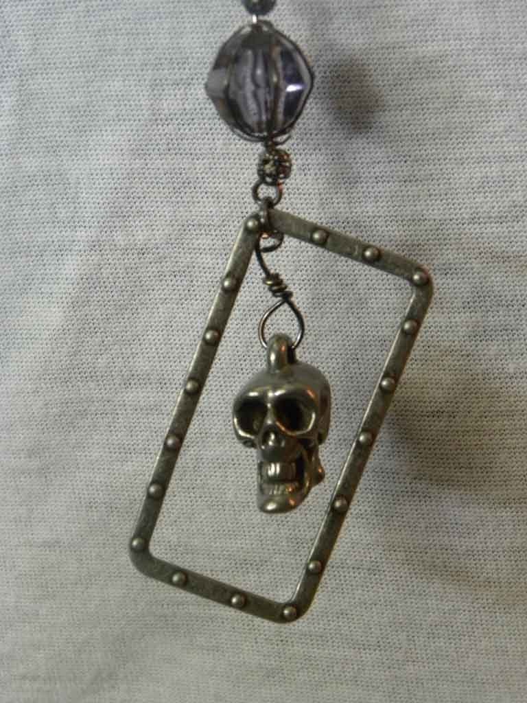 Metal Framed Skeleton Pendant with Chain necklace