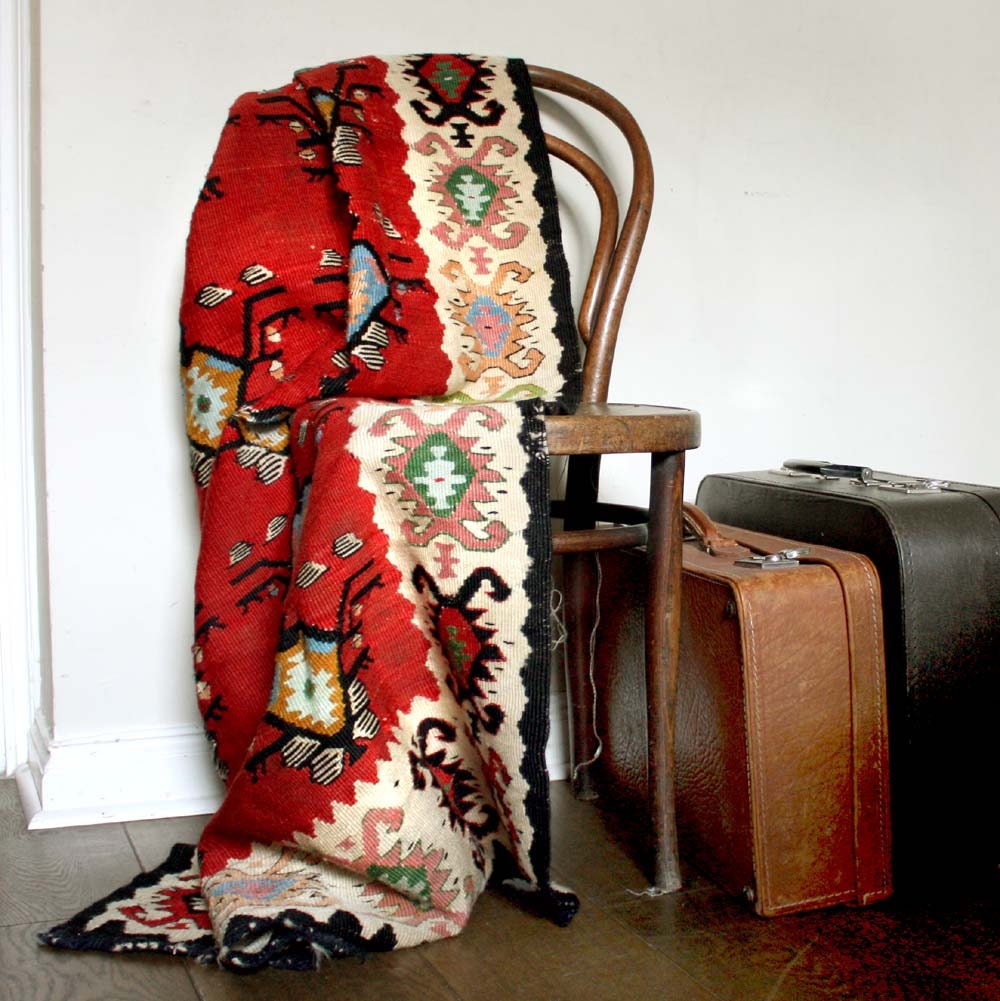 Items similar to Going Threadbare. Antique vintage Turkish Kilim Rug. Bohemian Home Decor on Etsy