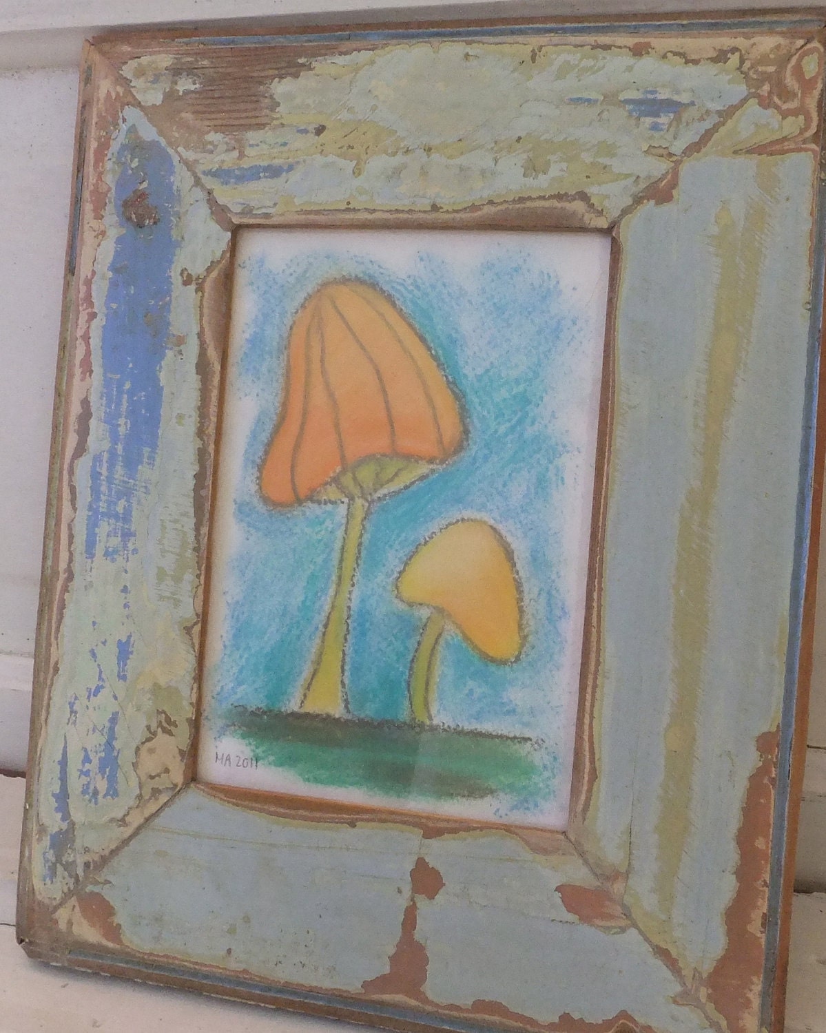 Two Mushrooms - Pastel Drawing