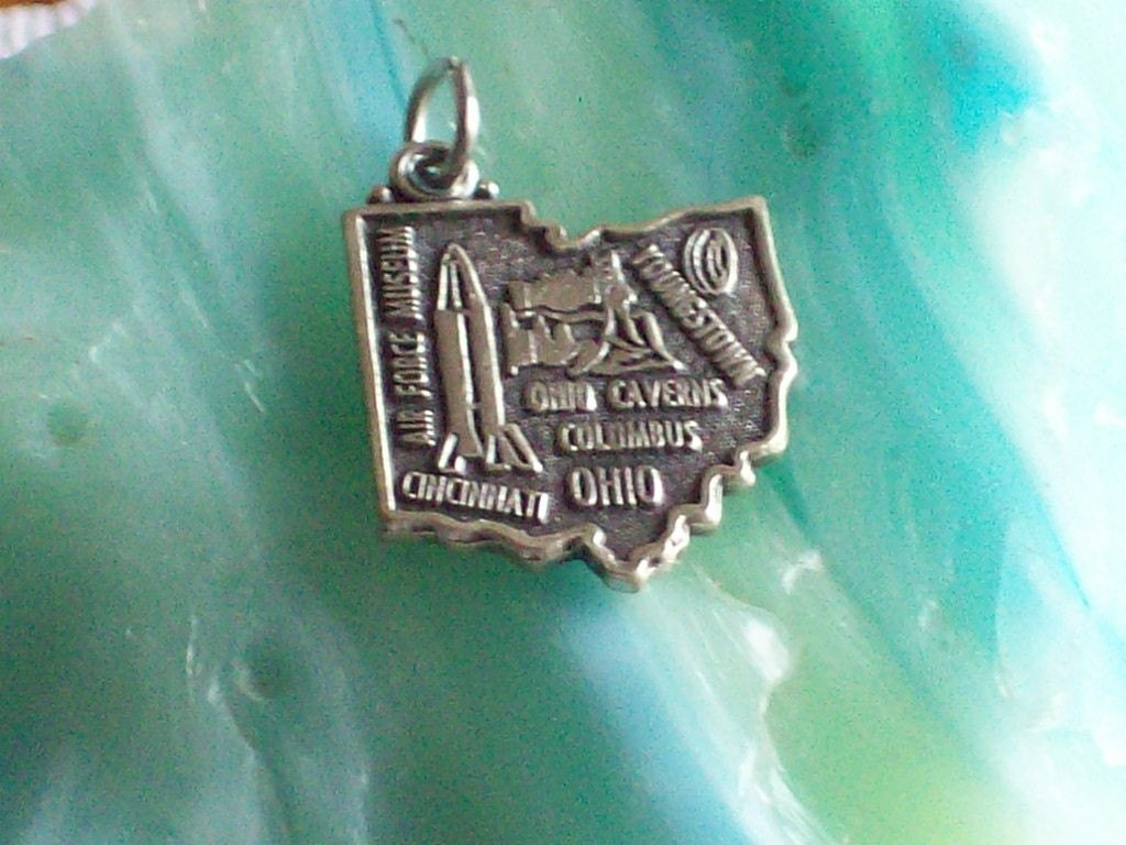 Vintage Sterling Silver State Charm Pendant Ohio