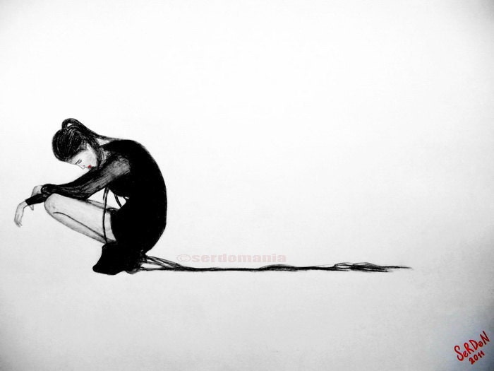 LOVE IS GONE Original Black and White, Wall Art, Home Decor, for her, for kids, Fashion Illustration Modern Art , drawing
