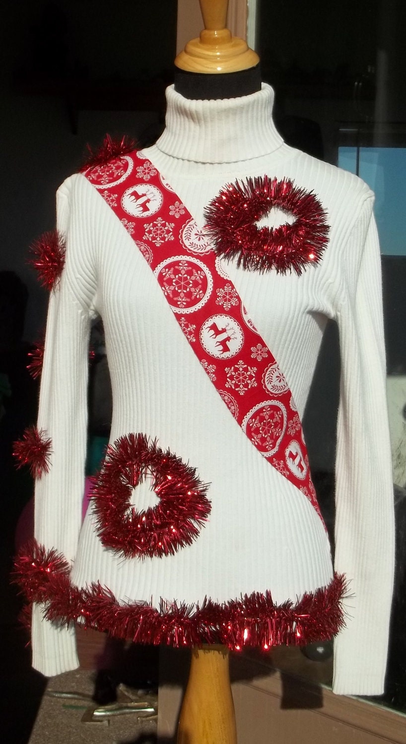 Items similar to Ugly CHRISTMAS sweater with garland accents on Etsy