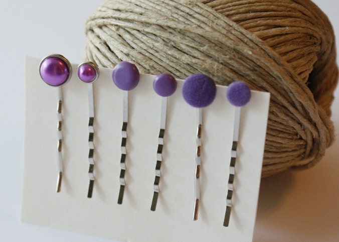 Matte Plum Purple Bobby Pins - Set of 6