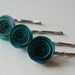 Tea Party Turquoise - Paper Flower Bobby Pins Set of 4
