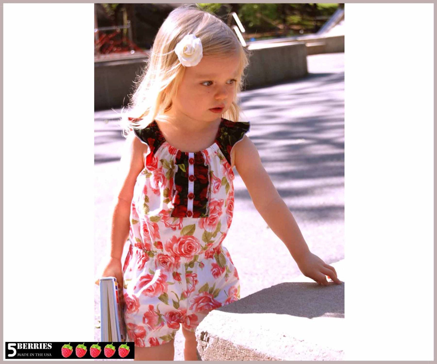 Charlotte Girls Romper Pattern, 12m-12y, PDF SEWING PATTERN for Children, baby, Toddler, E Book, Tutorial, 5Berries